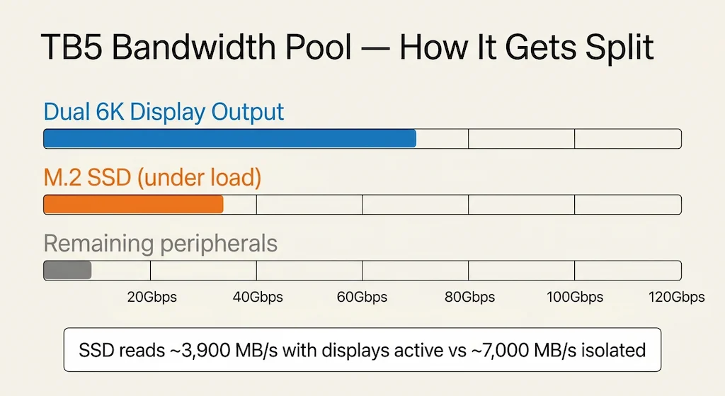 MacBook Pro connected to UGREEN Maxidok running dual 6K monitors — maximum Mac display configuration